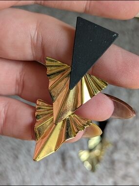 Gold-Tone Geometric Fan Drop Earrings - Women Jewelry
